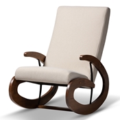 Baxton Studio Kaira Modern and Contemporary Light Beige Fabric Upholstered and Walnut-Finished Wood Rocking Chair